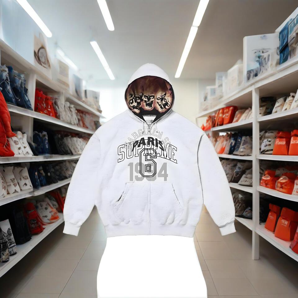 Supreme Grey Hoodie 1994 Paris Street Print