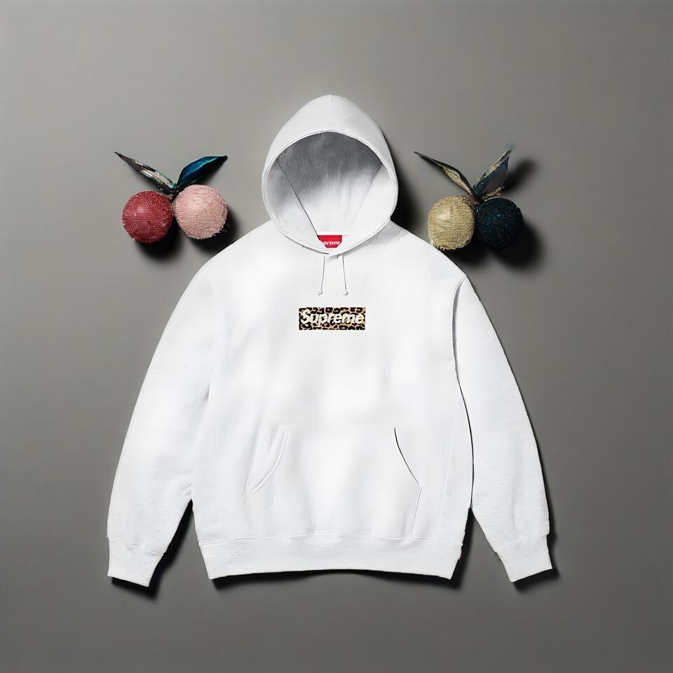 Supreme Grey Leopard Hooded Sweatshirt