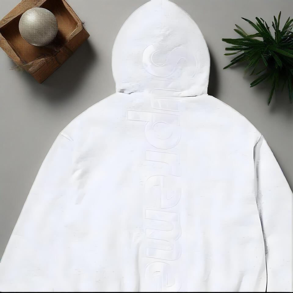 Supreme Light Gray Cotton Hoodie Unisex Streetwear Loose Fit Warm