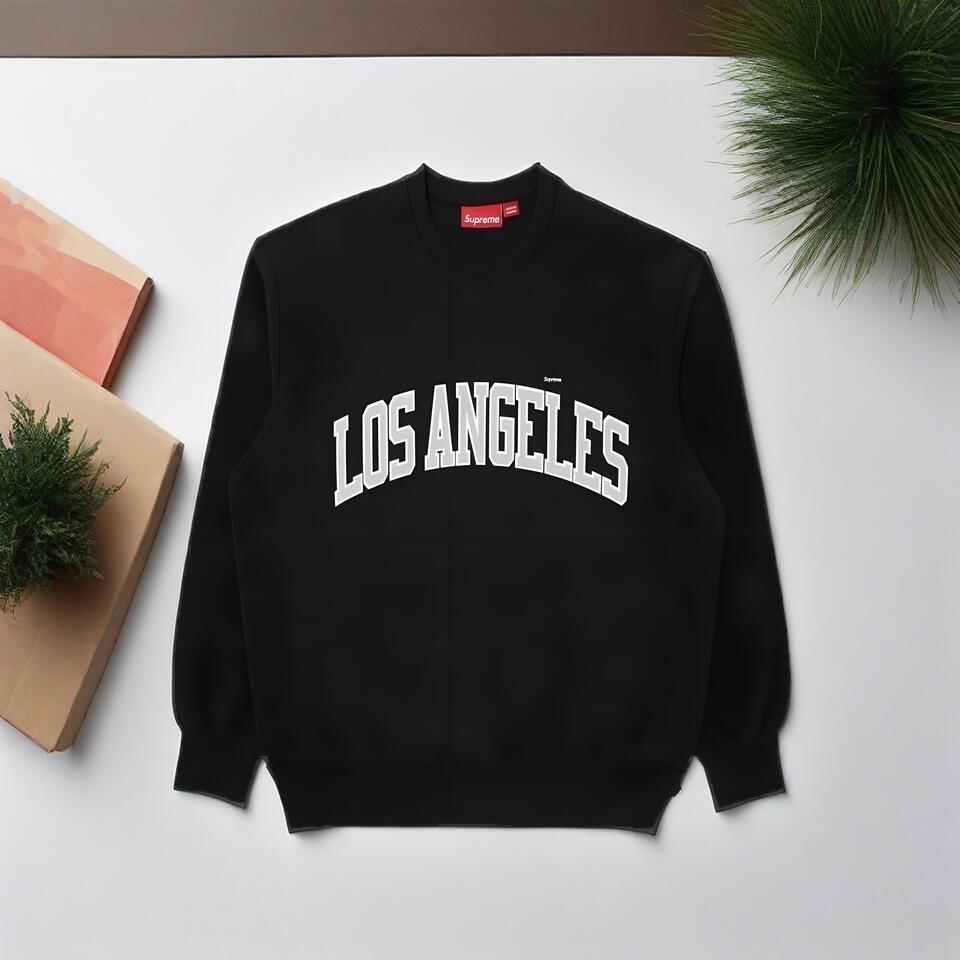 Supreme Los Angeles Graphic Black Cotton Crewneck Sweatshirt Unisex