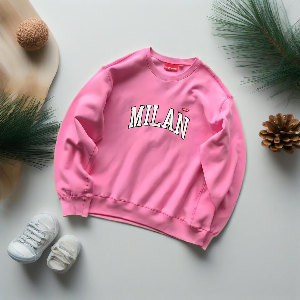 Supreme MILAN Pink Cotton Crewneck Sweatshirt
