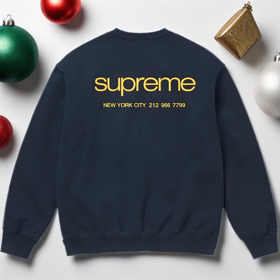 Supreme Navy Blue Cotton Crewneck Sweatshirt