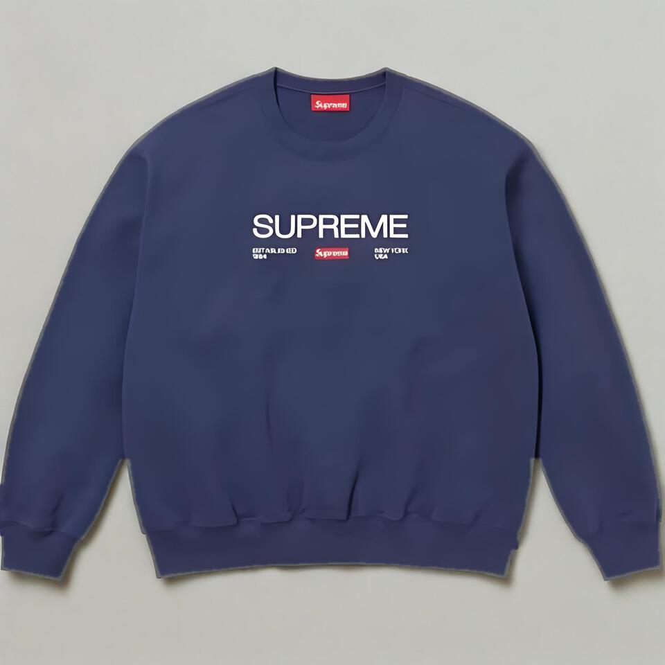 Supreme Navy Cotton Crewneck Streetwear Print Unisex Hoodie