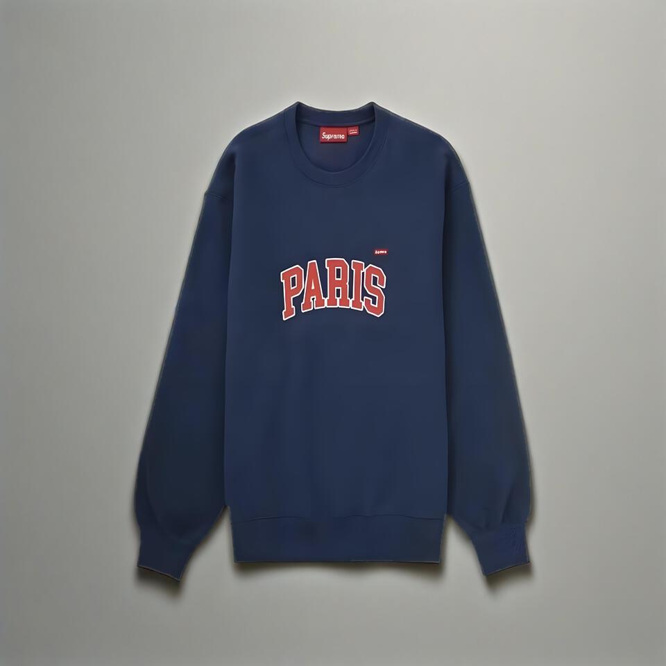 Supreme Paris Red Print Cotton Oversized Crewneck Sweatshirt
