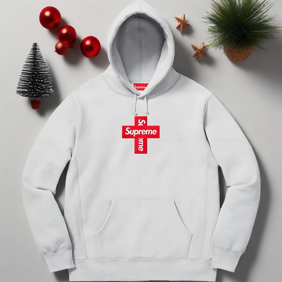 Supreme Red Box Logo Hoodie Grey Fleece Streetwear