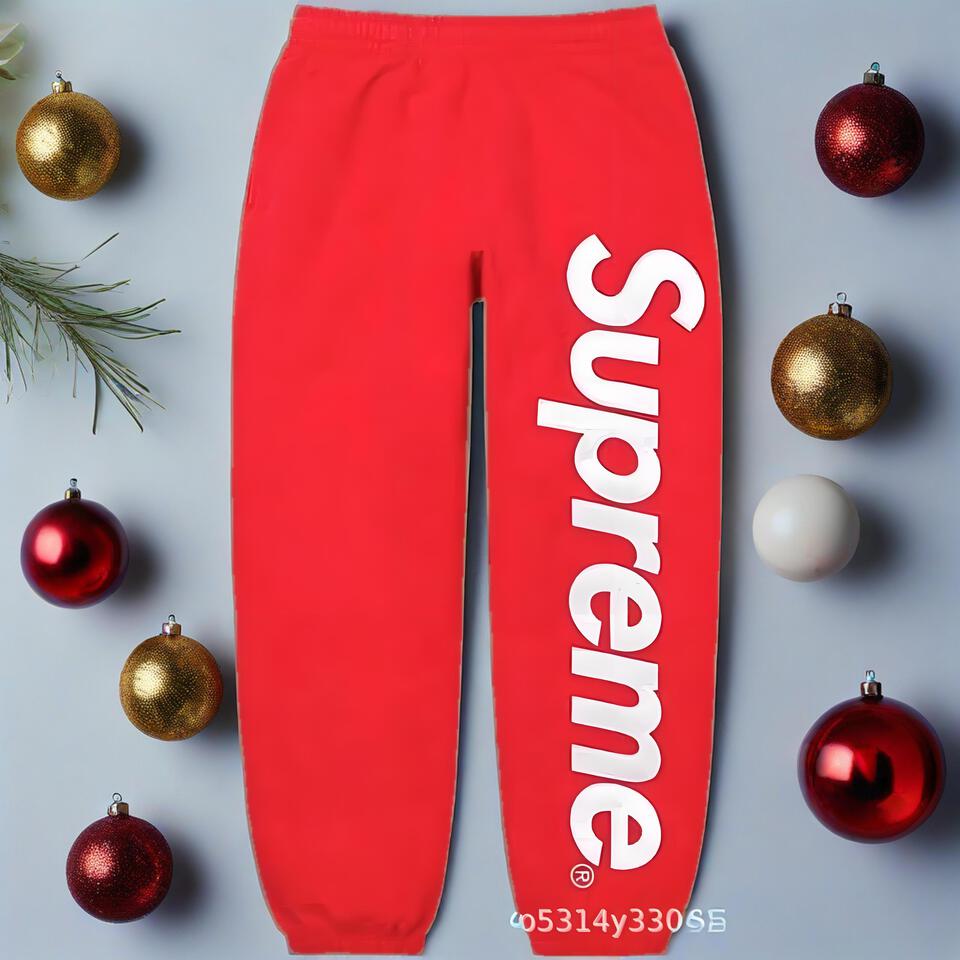 Supreme Red Cotton Cuffed Joggers