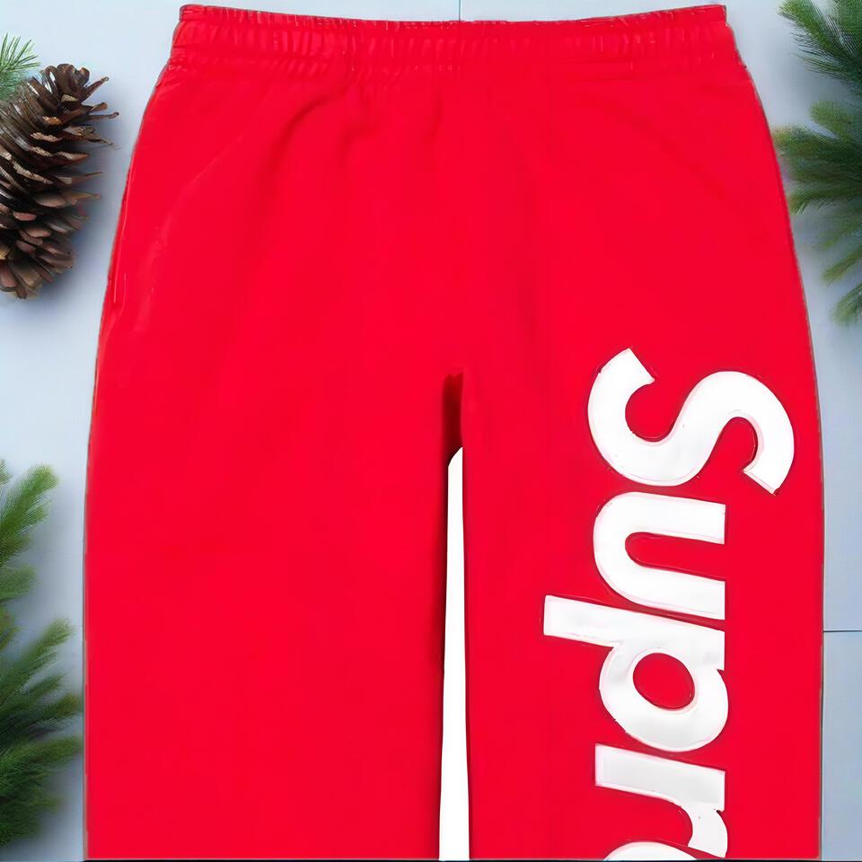 Supreme Red Cotton Drawstring Jogger Pants