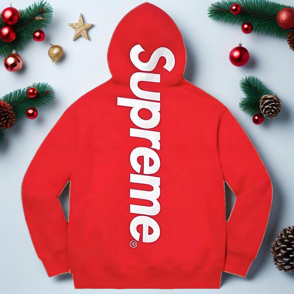 Supreme Red Cotton Hooded Sweatshirt