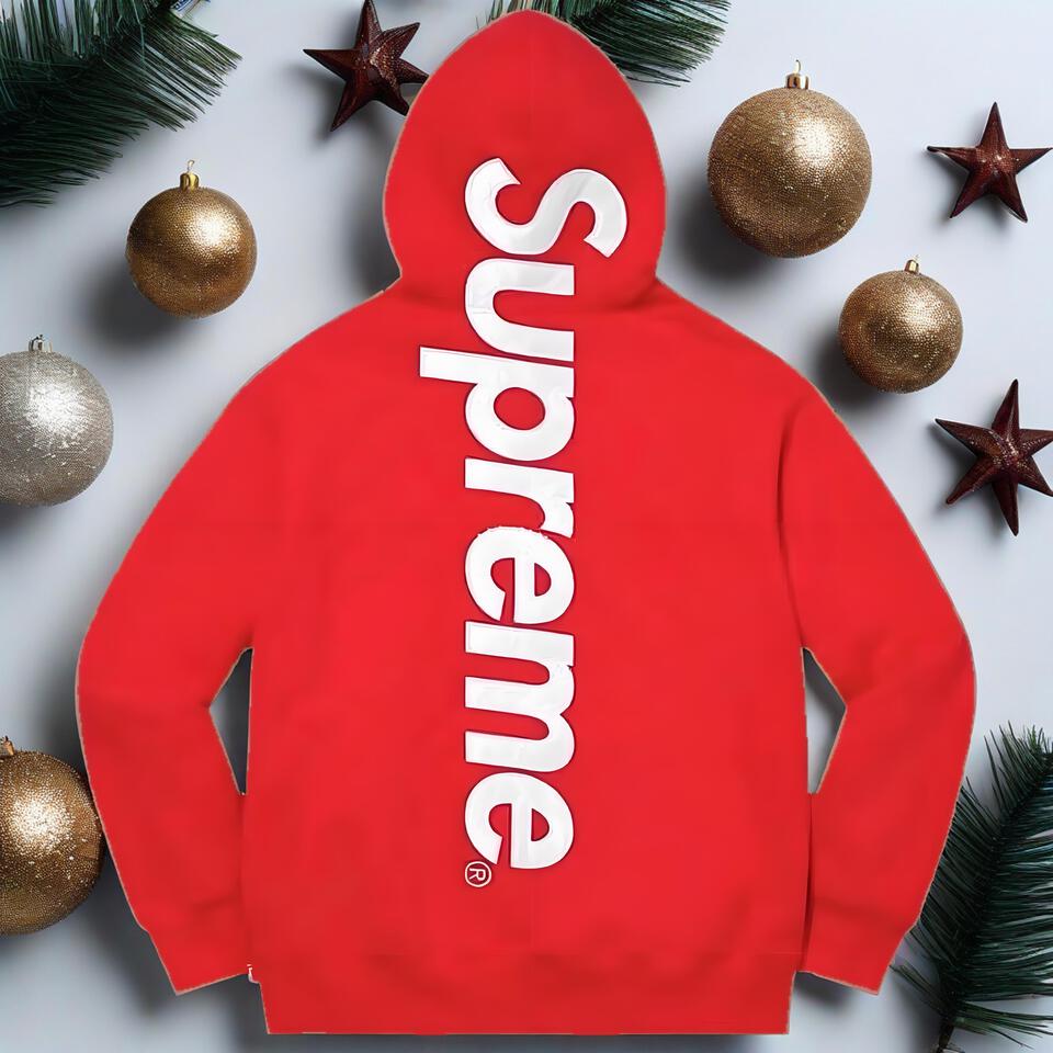 Supreme Red Cotton Hoodie Streetwear Loose Fit Sweatshirt