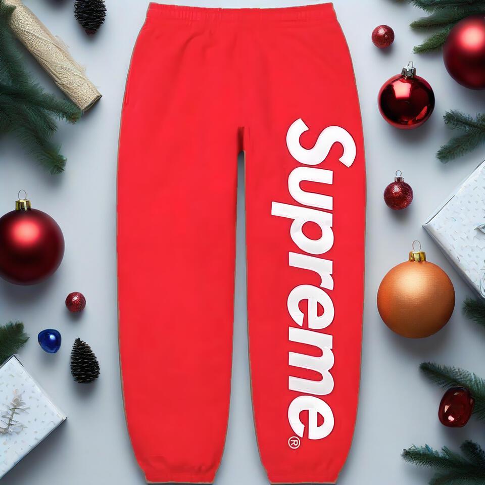 Supreme Red Cotton Joggers With Cuffed Ankles