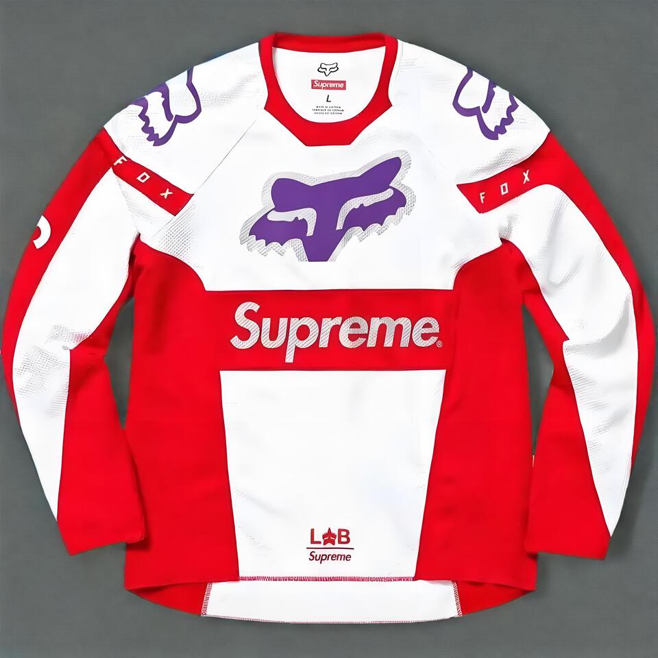 Supreme Red White Purple Mesh Long Sleeve Top Unisex