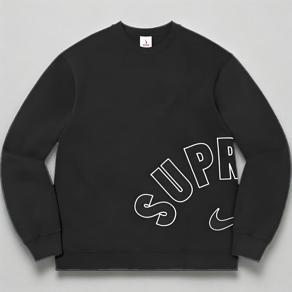 Supreme SUPR Black Cotton Crewneck Streetwear Hoodie Unisex