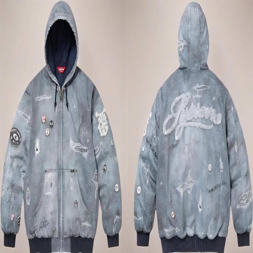Supreme Washed Denim Hooded Jacket In Grey Blue