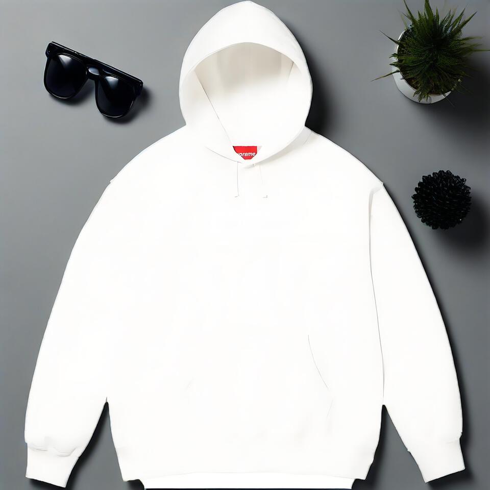 Supreme White Cotton Hooded Sweatshirt
