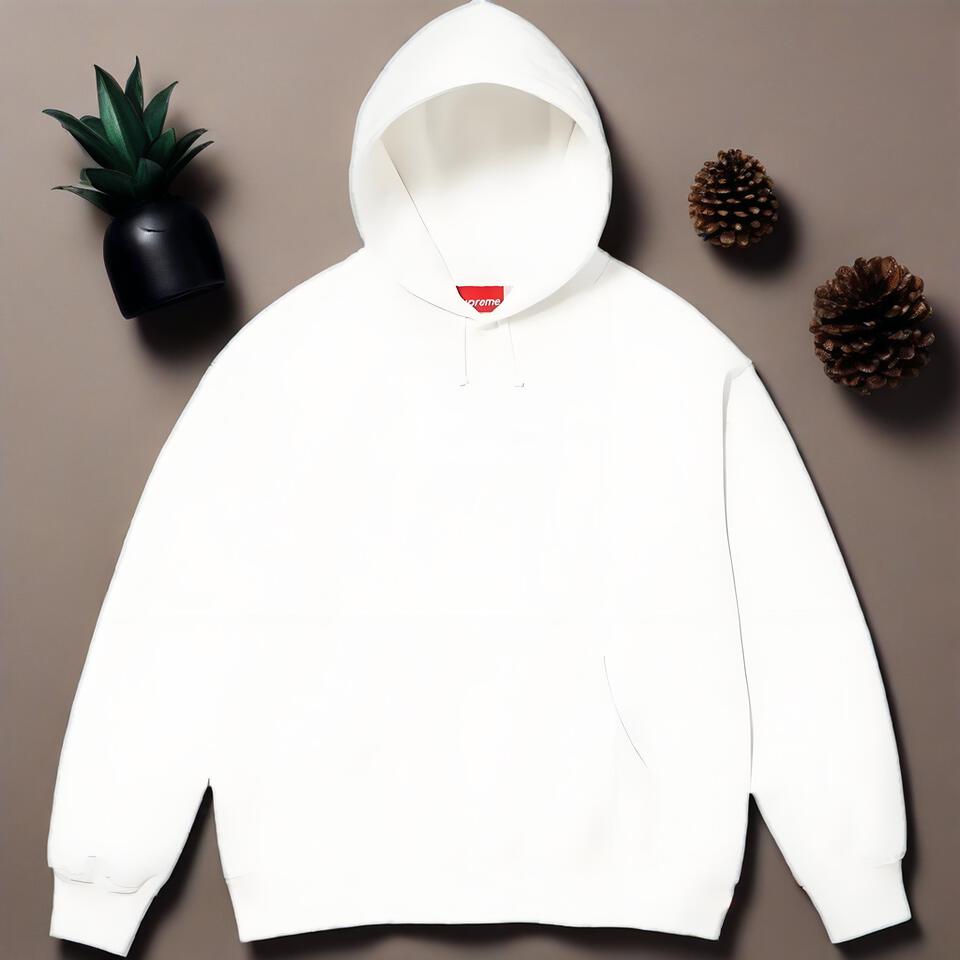 Supreme White Cotton Hooded Sweatshirt
