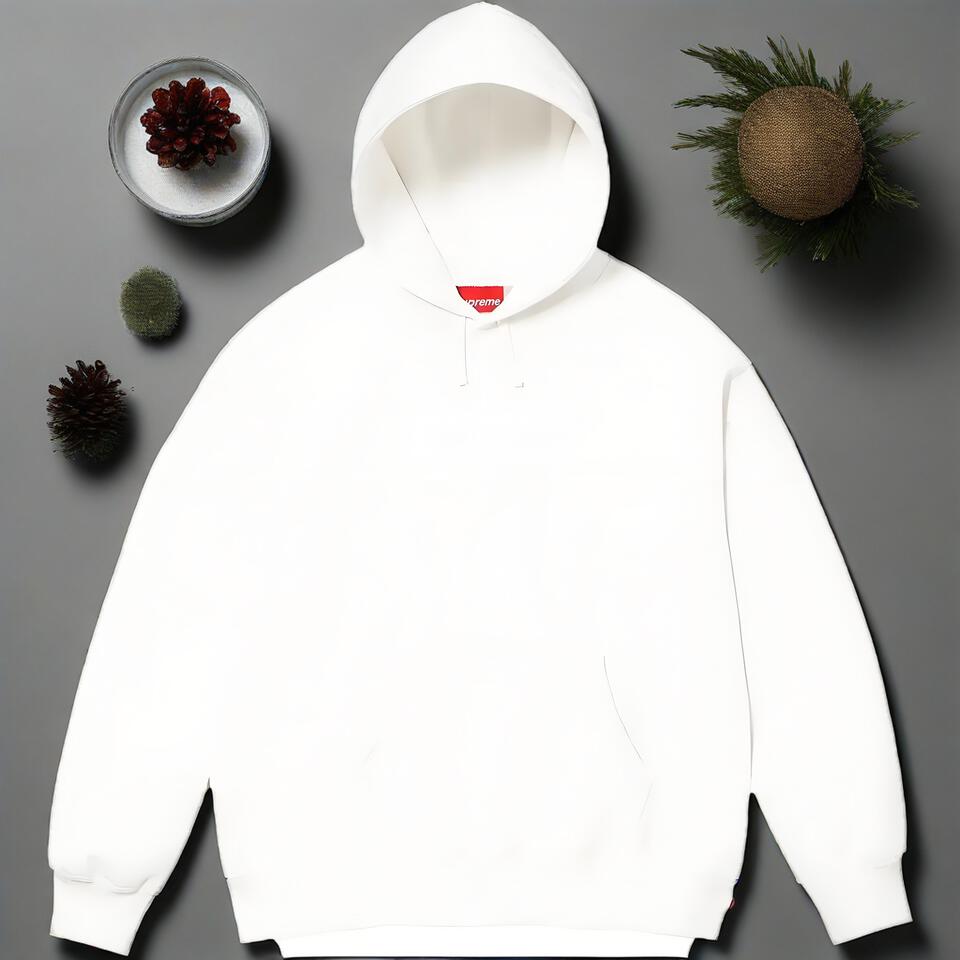 Supreme White Cotton Hoodie Streetwear Unisex
