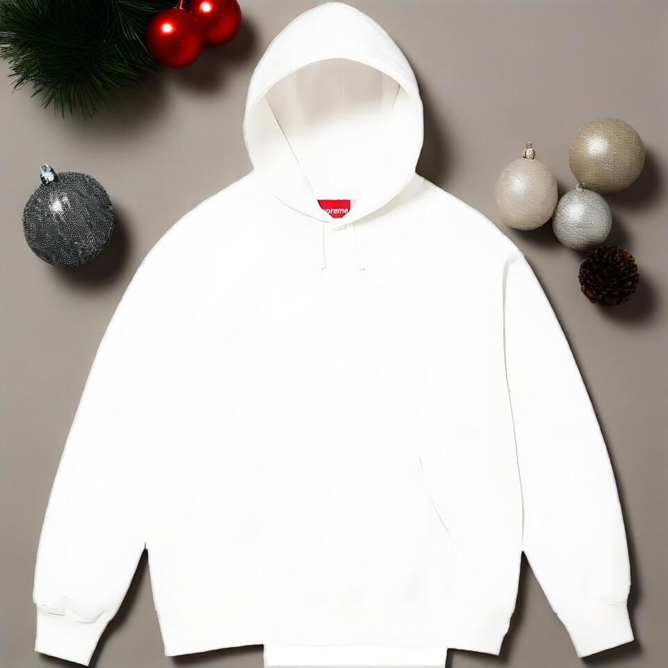 Supreme White Cotton Hoodie Unisex Streetwear Essential