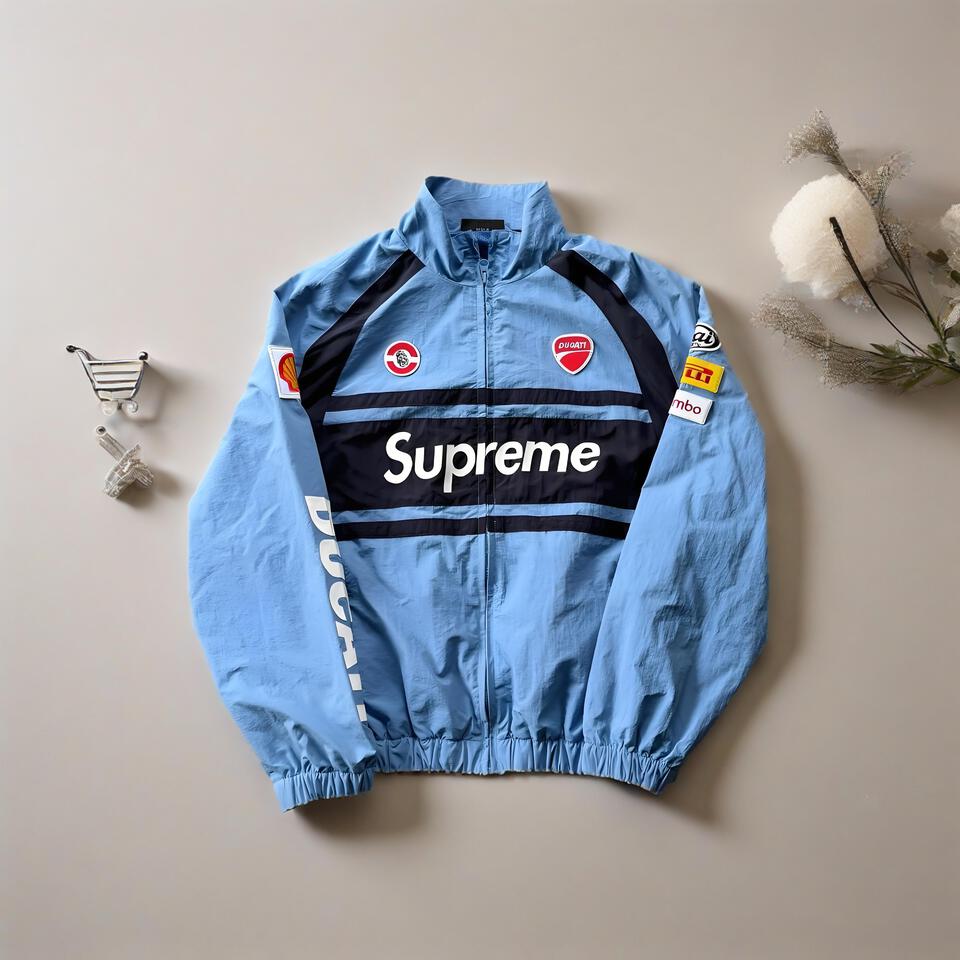 Supreme X Blue Lightweight Windbreaker Racing Jacket Unisex