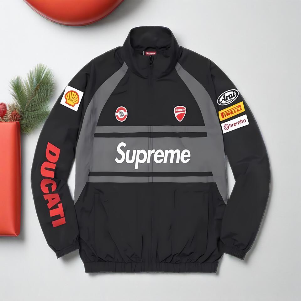 Supreme x Ducati Black Gray Paneled Jacket