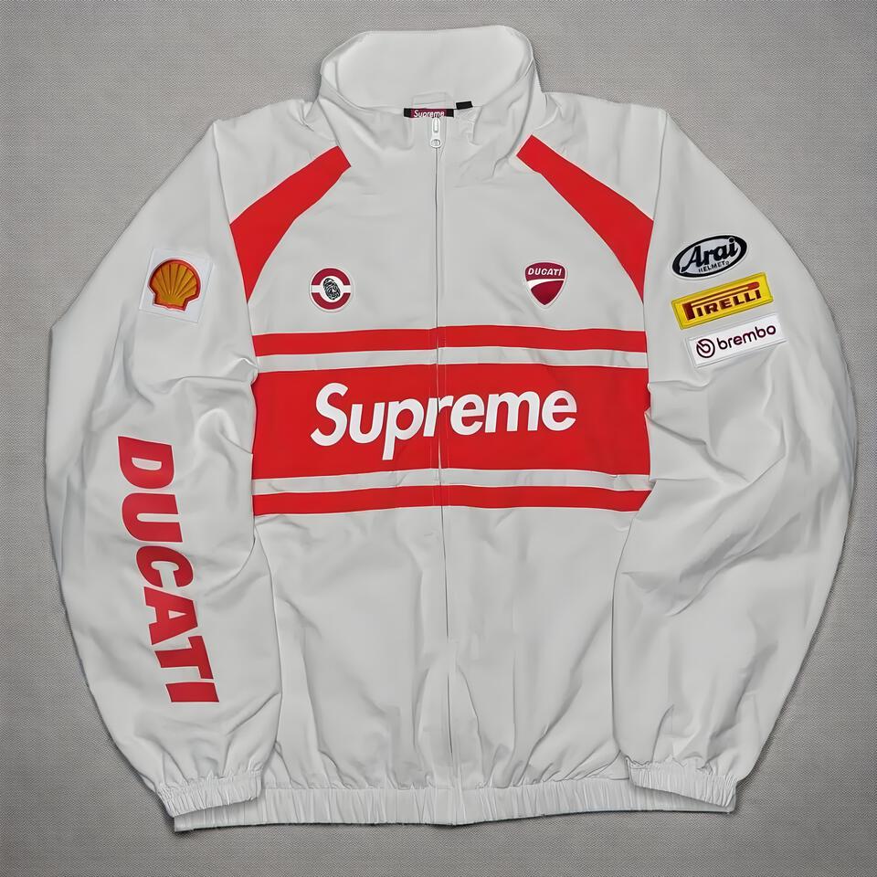 Supreme X Ducati Red White Racing Jacket Windproof