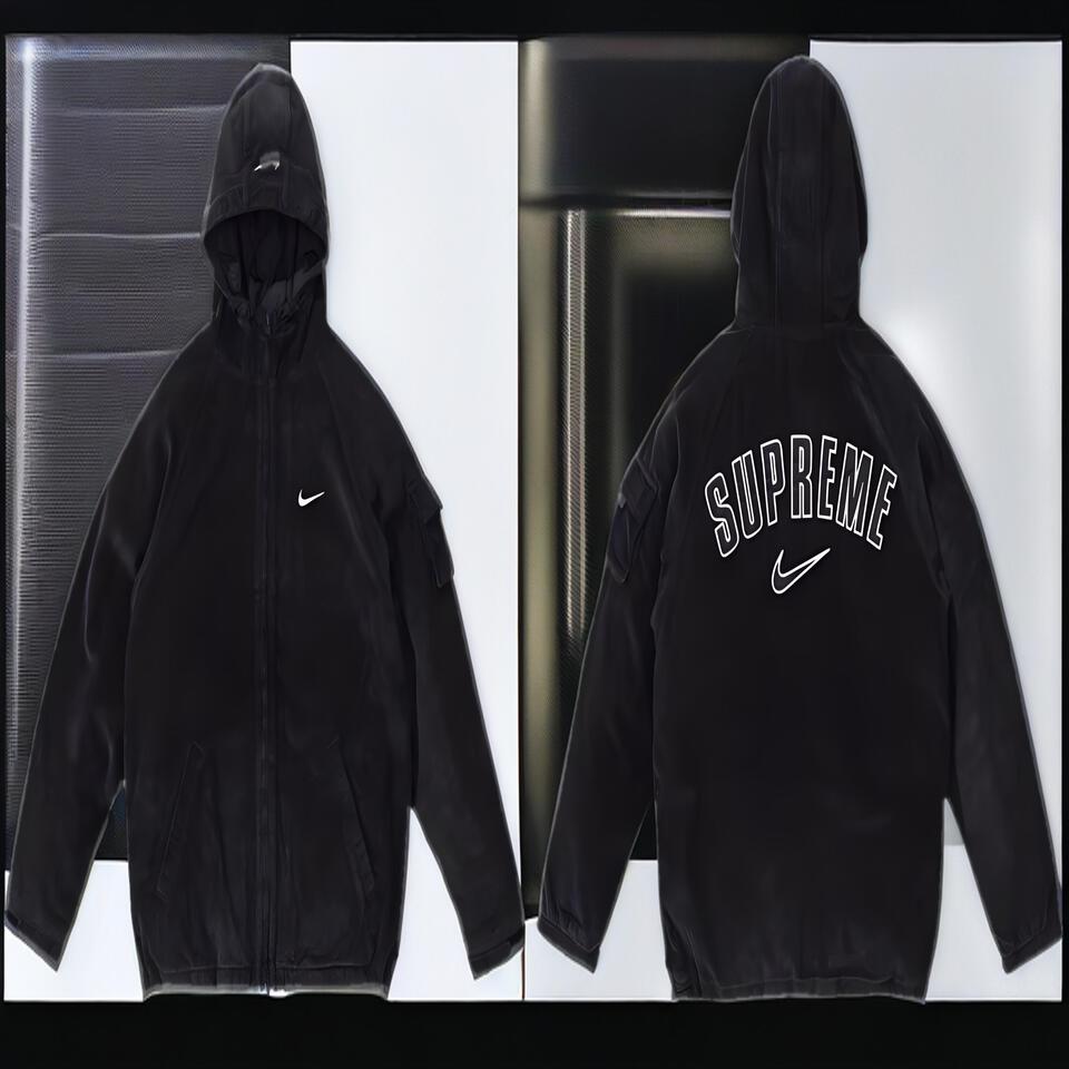 Supreme x Nike Corduroy Hooded Jacket Black Workwear Warm
