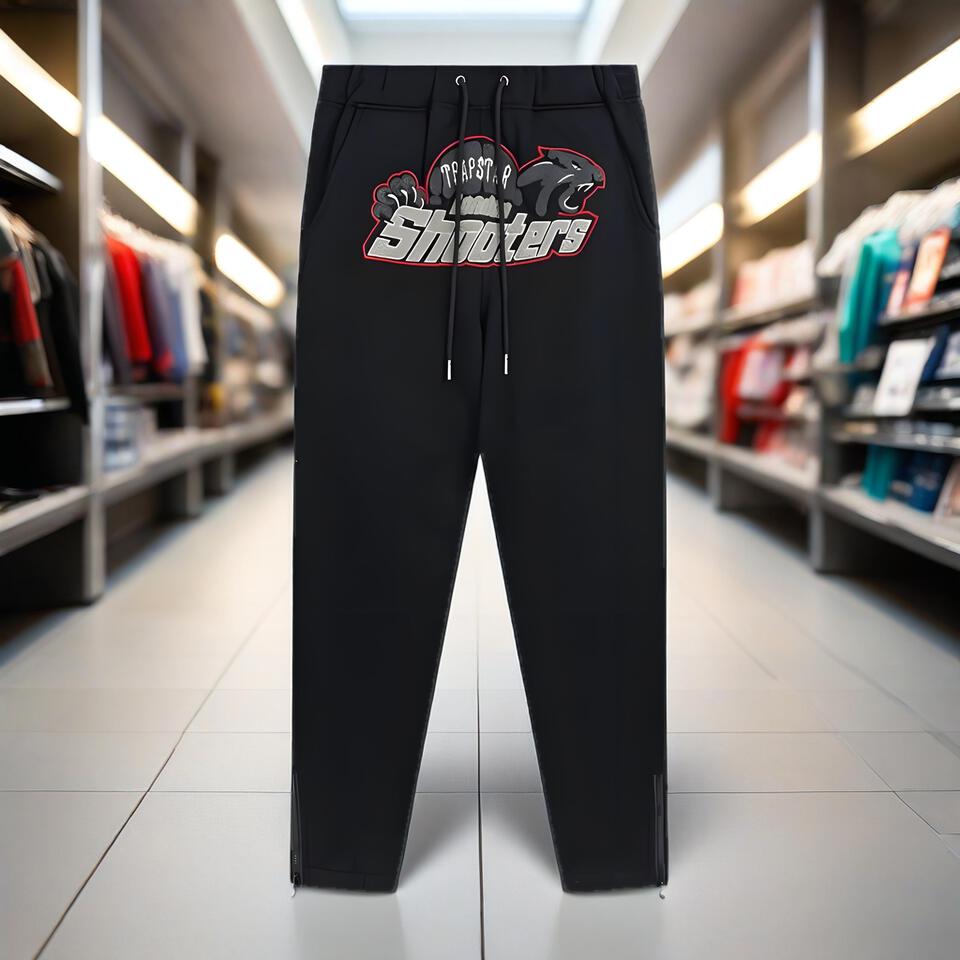 Tapestry Shooters Black Cotton Blend Street Embroidered Pants