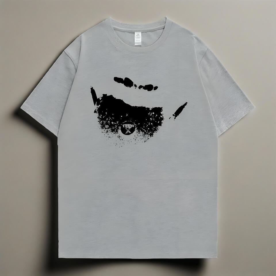 TEDTED Gray Cotton Loose Tee Street Graffiti Unisex