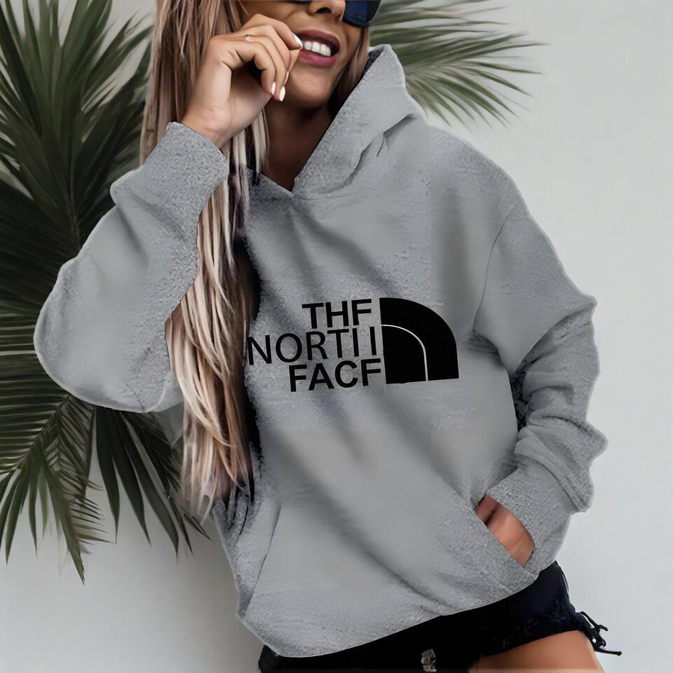 The North Face Grey Cotton Hoodie Classic Outdoor Casual