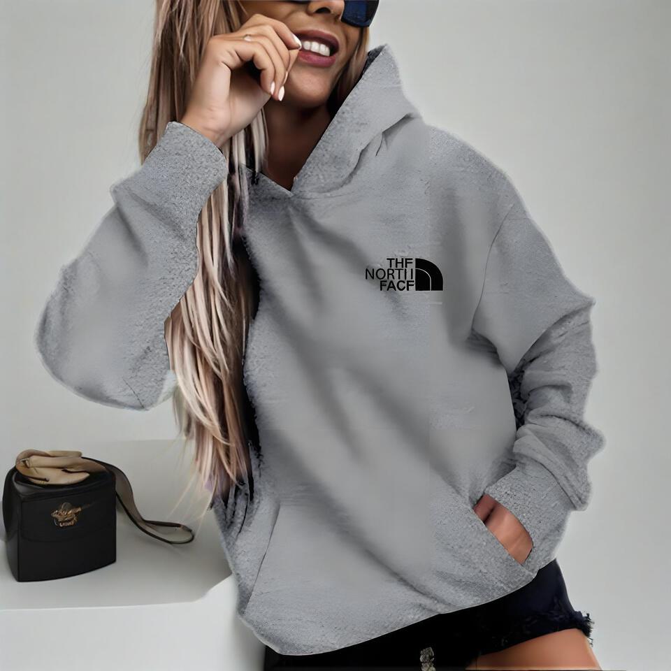 The North Face Grey Hooded Cotton Sweatshirt Unisex