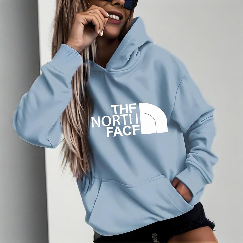 The North Face Light Blue Cotton Blend Hooded Sweatshirt
