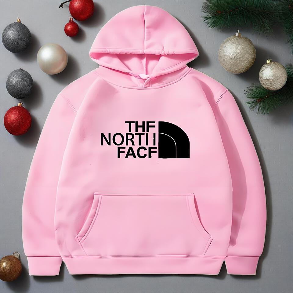The North Face Pink Cotton Hoodie Unisex Casual Streetwear