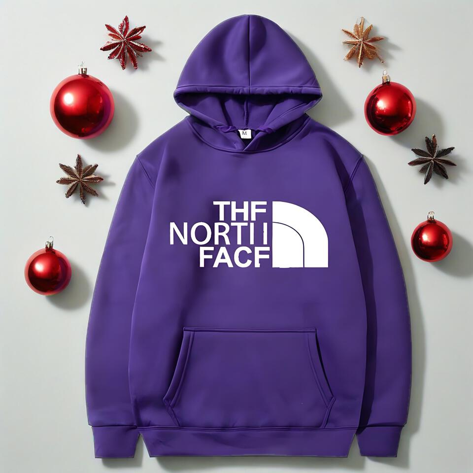 The North Face Purple Hooded Cotton Sweatshirt Unisex