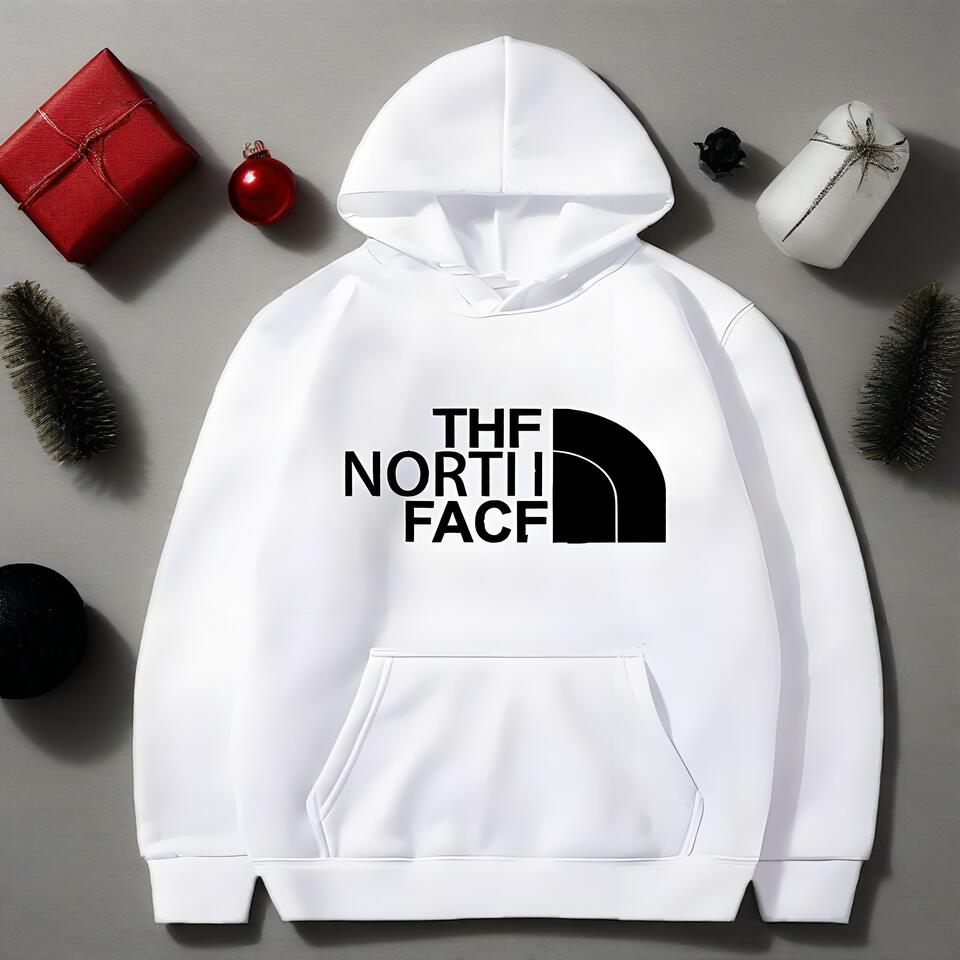 The North Face White Hooded Cotton Sweatshirt Unisex Streetwear