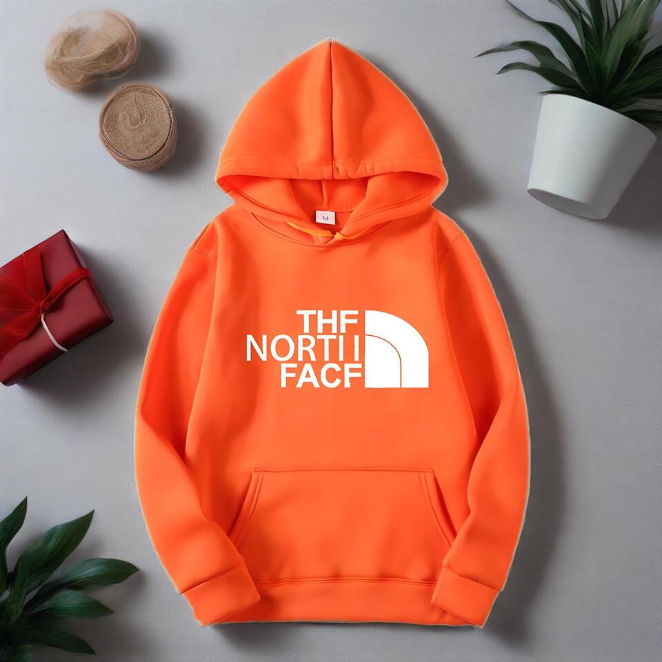 The North Face White Logo Cotton Hooded Sweatshirt