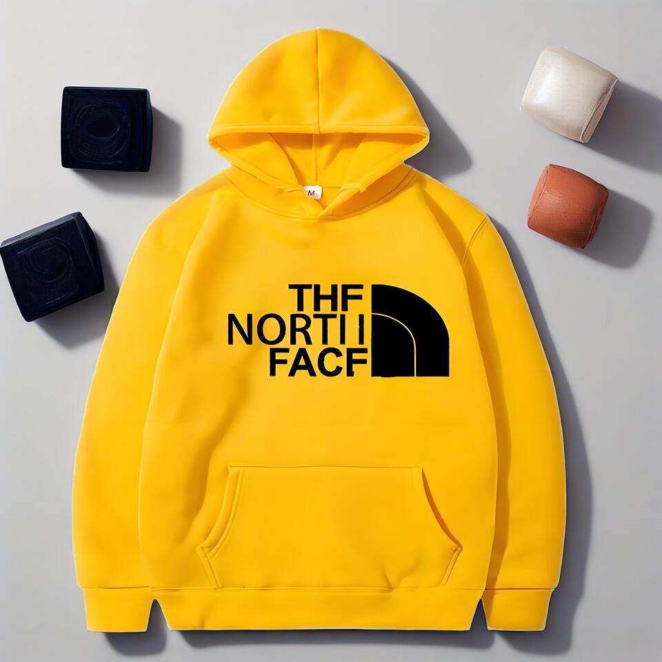 The North Face Yellow Cotton Hoodie Unisex Streetwear