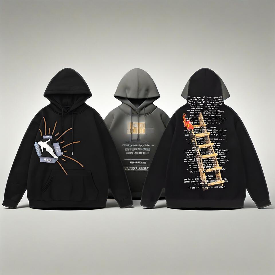 THE ROD Black Cotton Hoodie Unisex Streetwear Style