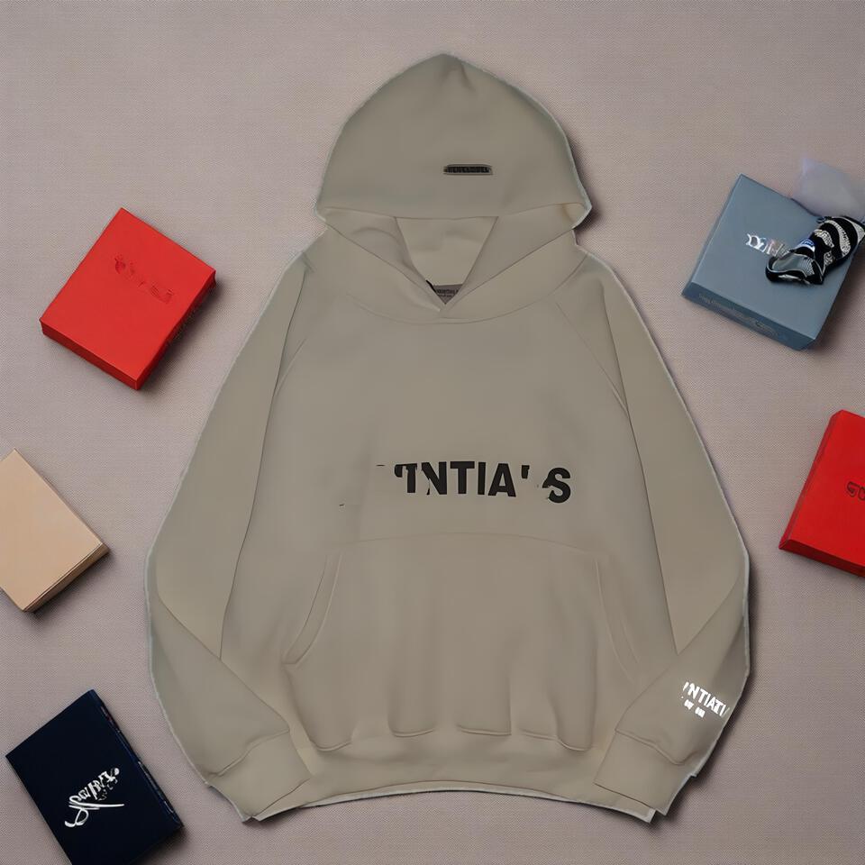 TNTIA Reflective Hoodie Classic Cotton Pullover Men Women | White