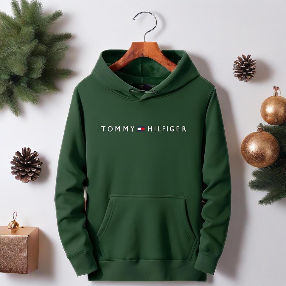 Tommy Hilfiger Green Cotton Unisex Hooded Sweatshirt