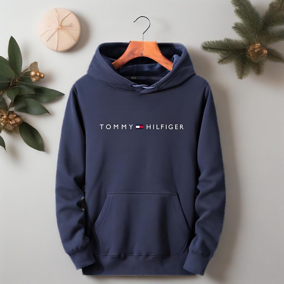Tommy Hilfiger Navy Blue Unisex Cotton Hoodie Casual