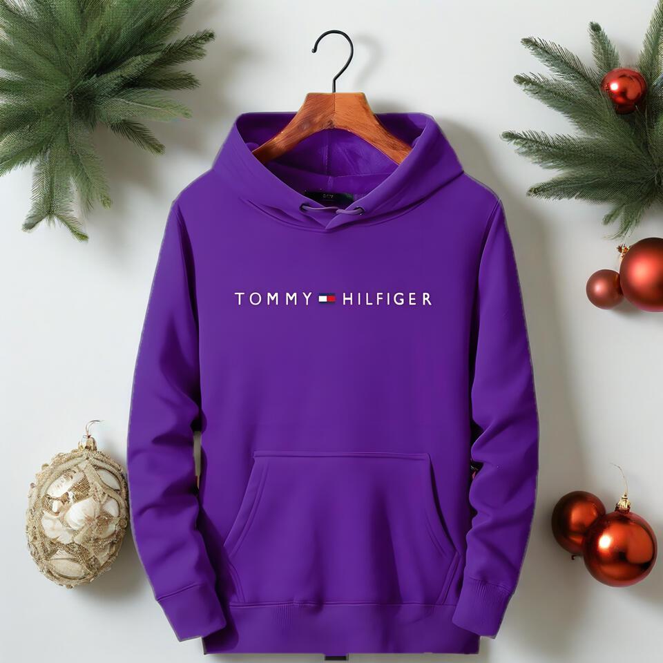 Tommy Hilfiger Purple Cotton Hoodie Casual Style