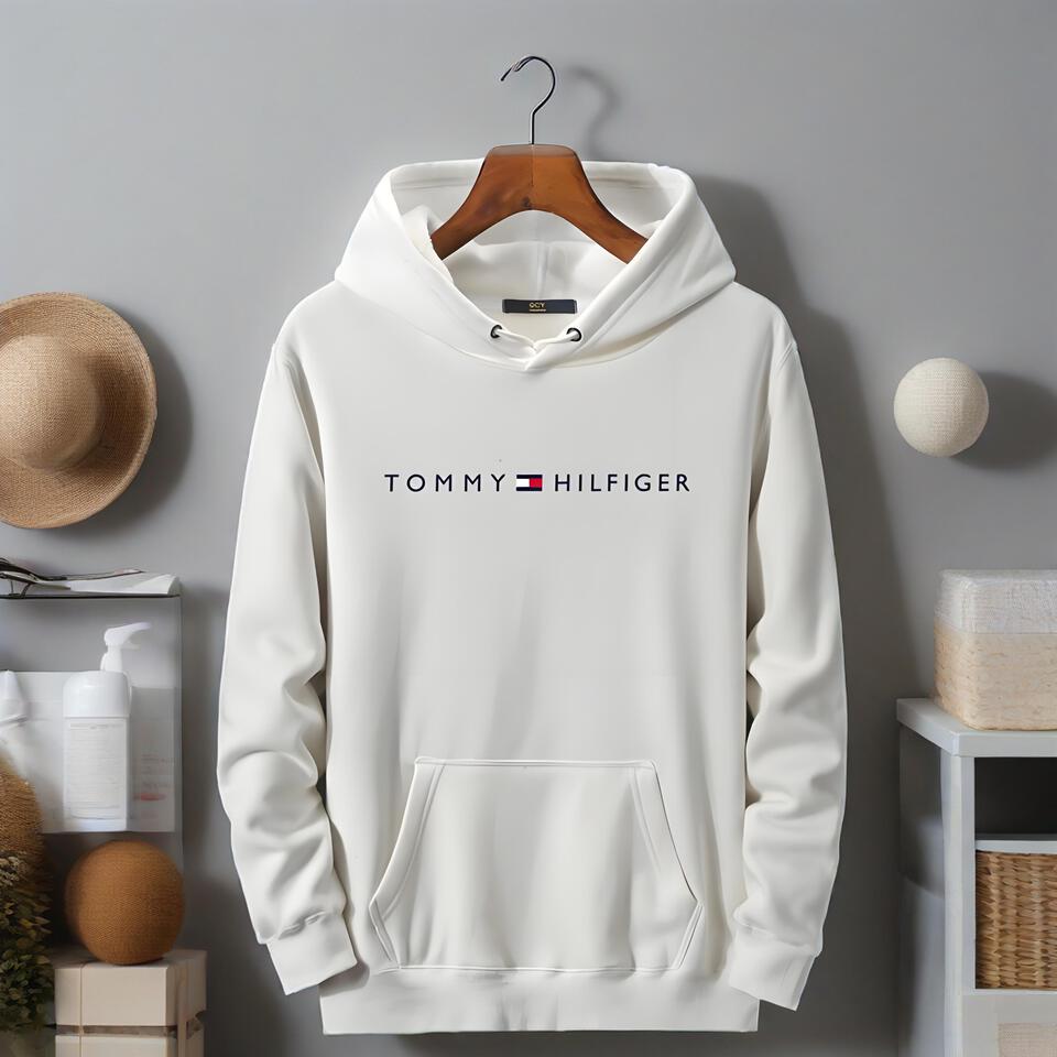 Tommy Hilfiger White Cotton Hooded Sweatshirt