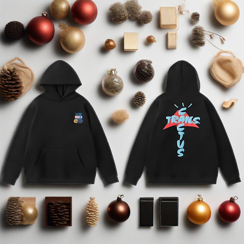 Trails Cactus Black Cotton Hoodie Unisex Streetwear