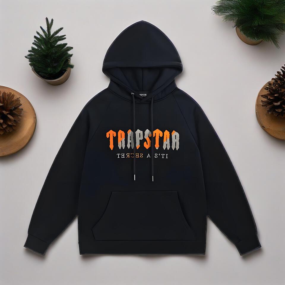 Trapstar Black Cotton Hoodie Unisex Street Embroidered
