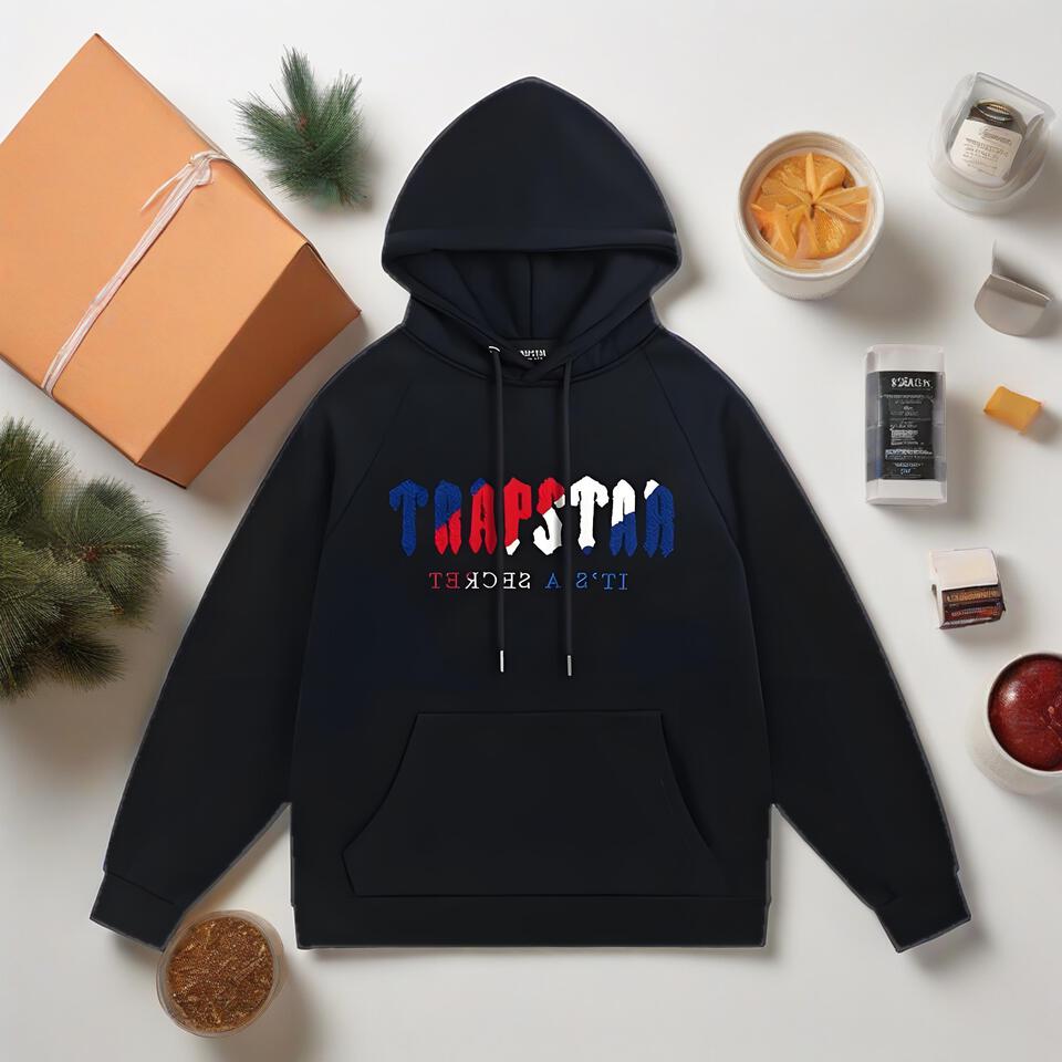 Trapstar Black Hoodie Unisex Street Style Print