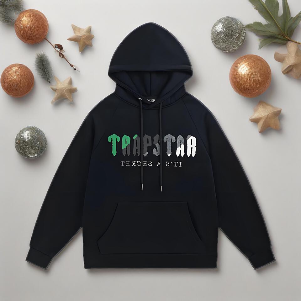 Trapstar Black Hoodie Unisex Streetwear Print Cotton Sweatshirt