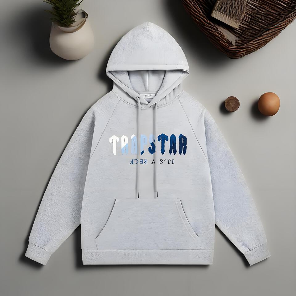 Trapstar Gray Cotton Hoodie Streetwear Print Unisex