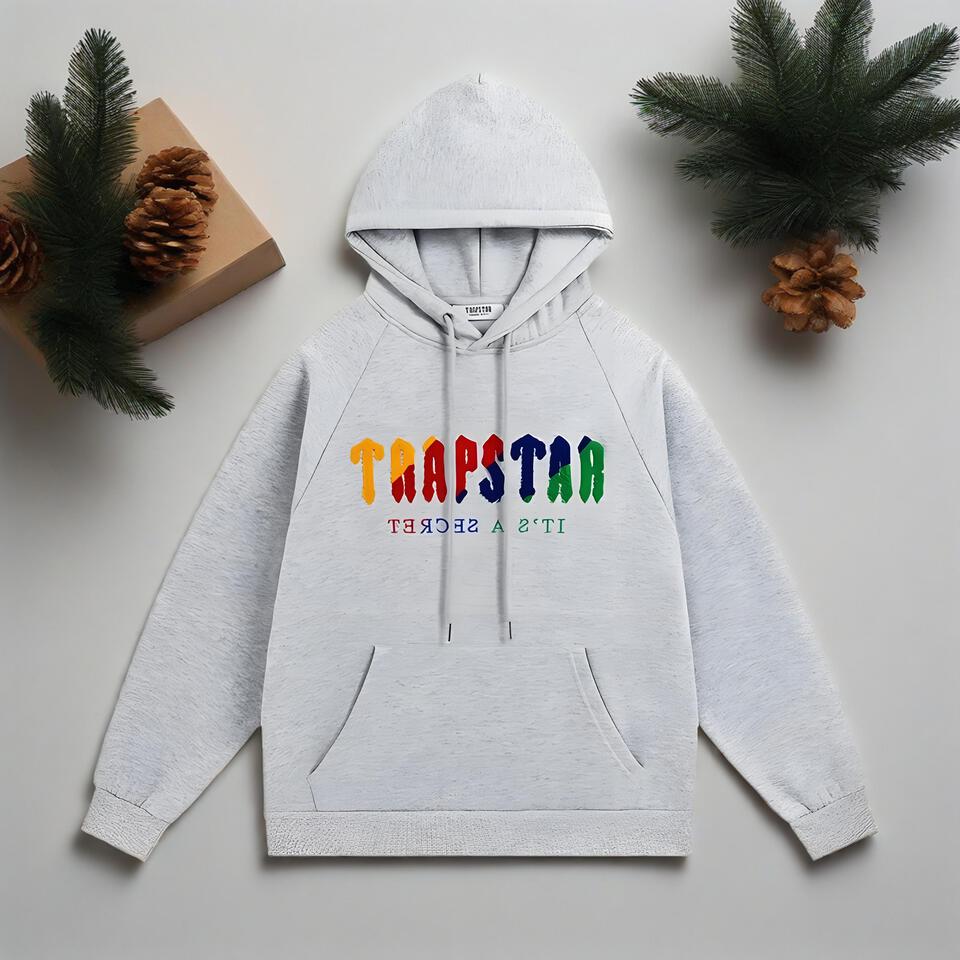 Trapstar Gray Cotton Hoodie Unisex Streetwear Style
