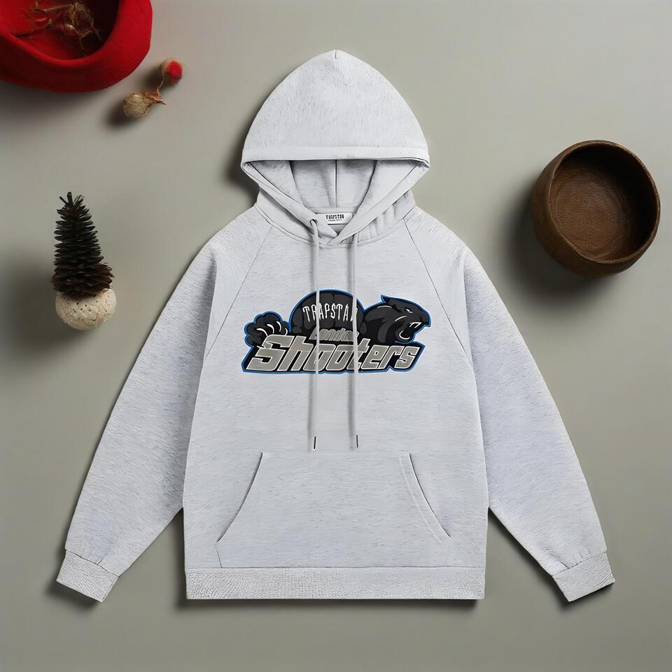 Trapstar Grey Zip Hoodie With Leopard Print