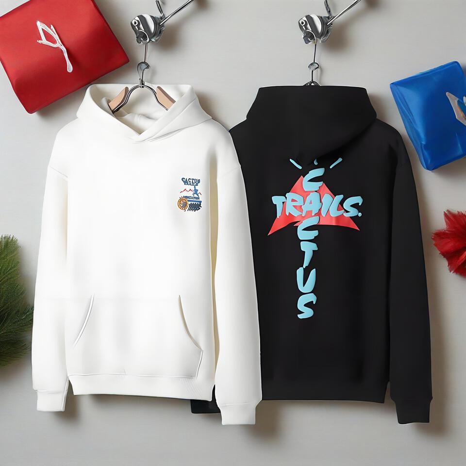 Travis Cactus Black And White Cotton Hoodie Set