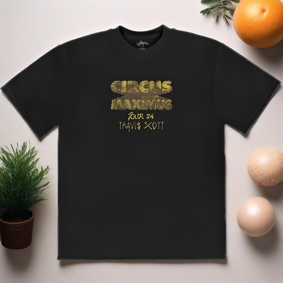 Travis Scott Black Cotton Tour Graphic Tee